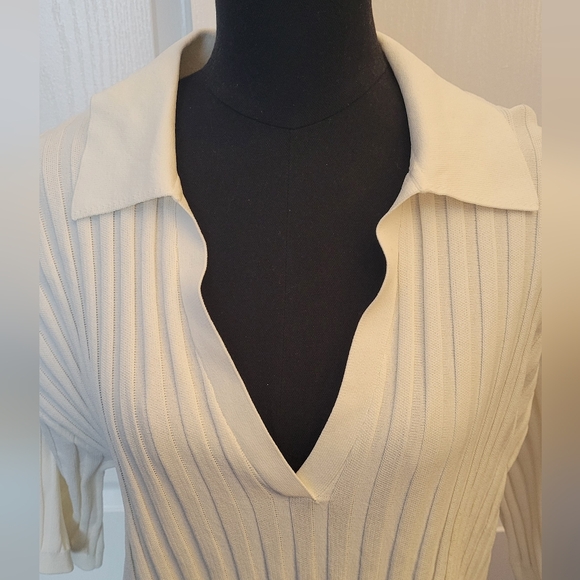 H&M Ivory Ribbed Collared Blouse - Picture 3 of 9
